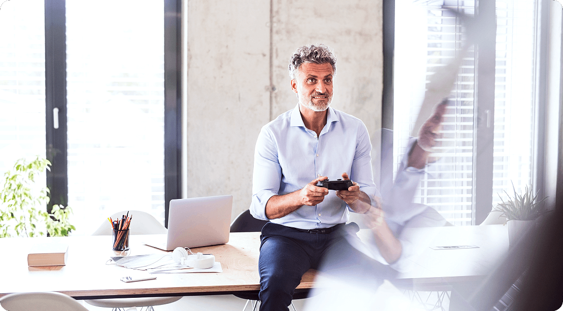 Productivity through Pocial A professional experiencing the freedom of automated social media marketing and reclaiming personal time