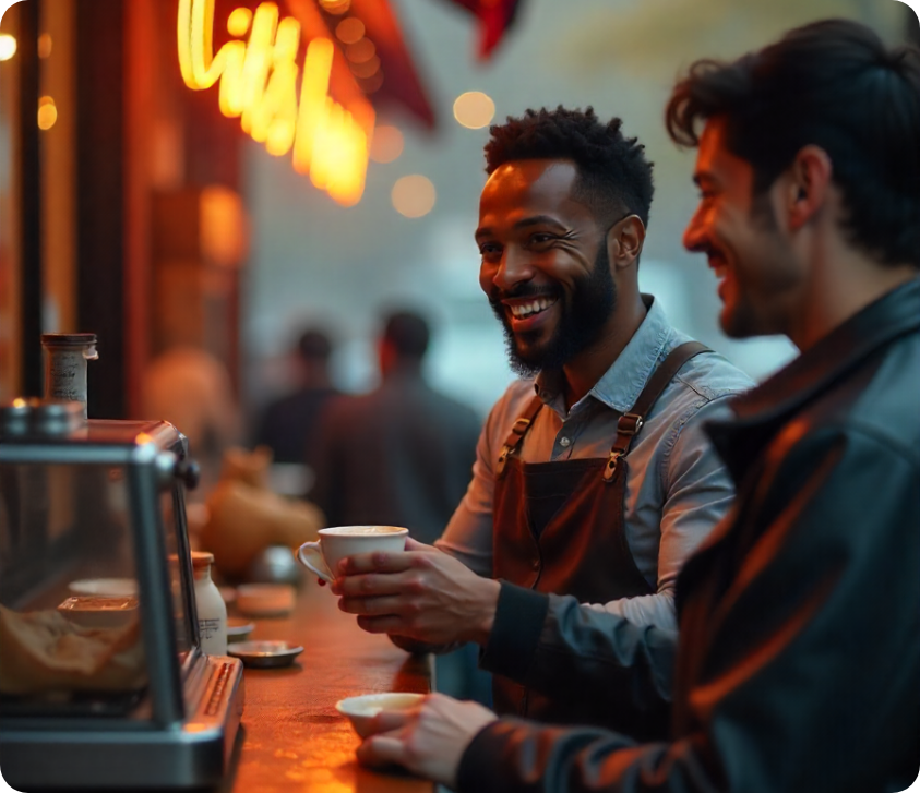 A local business owner enjoying personal freedom and customer connection by reclaiming time through marketing automation